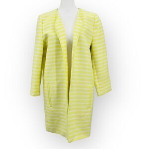 Hinge Coat Open Front Mid-Length Yellow Strip Women’s Size M NWT